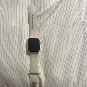 Cream Smartwatch with Square Display and Flexible Band